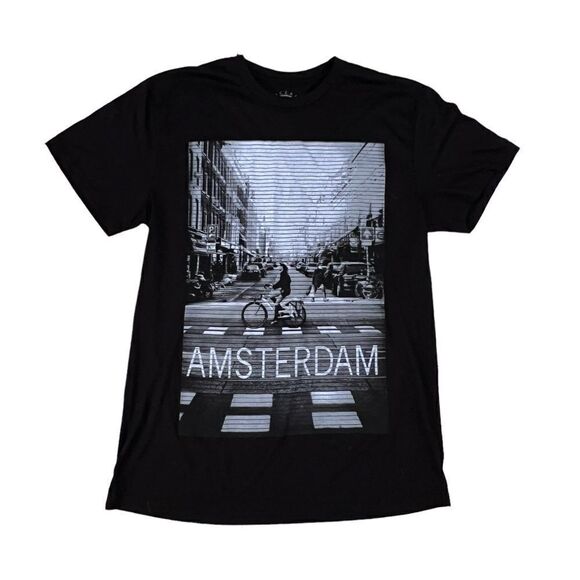 Amsterdam Black Short Sleeve Tee Shirt Size Medium - Picture 1 of 2